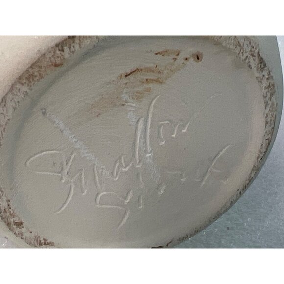 Handcrafted Signed Sioux Native American Pottery Vase Gradient Pink & Blue Mid C - Picture 4 of 6